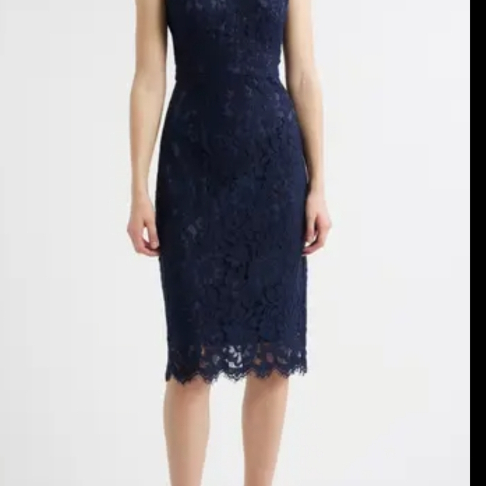 Gibson Latimer Midnight Blue Lace Midi Dress